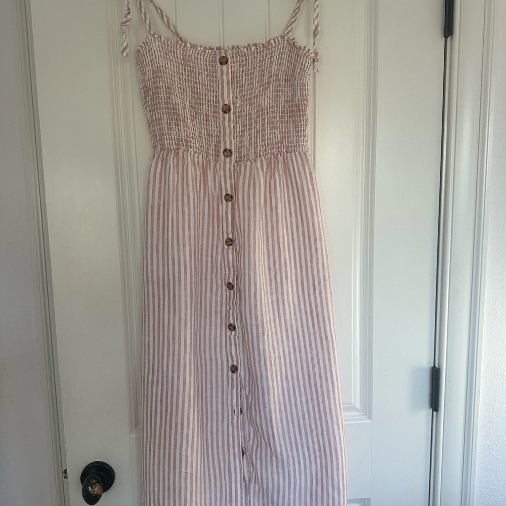 GAP Pink and White Textured Dress linen XS